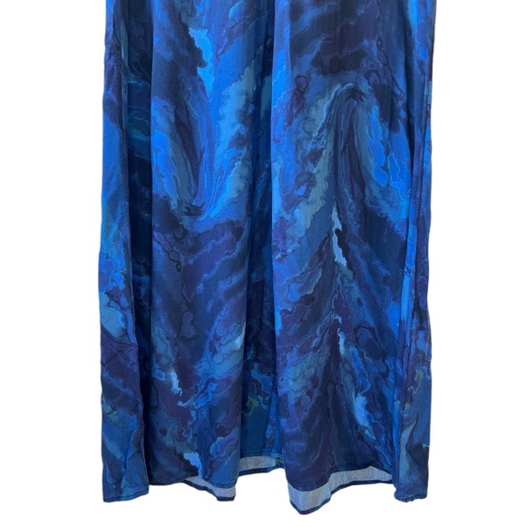Soft Surroundings Blue Marble Print Flutter Sleeve Viscose Maxi Dress - Picture 4 of 9